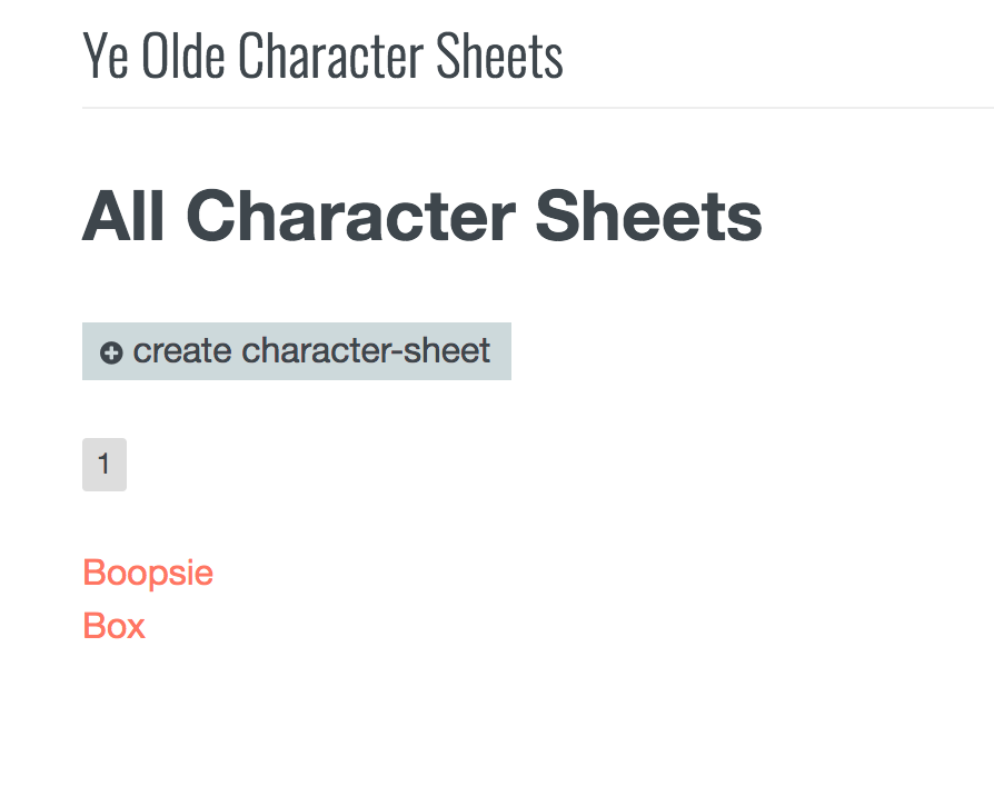 character sheets screenshot